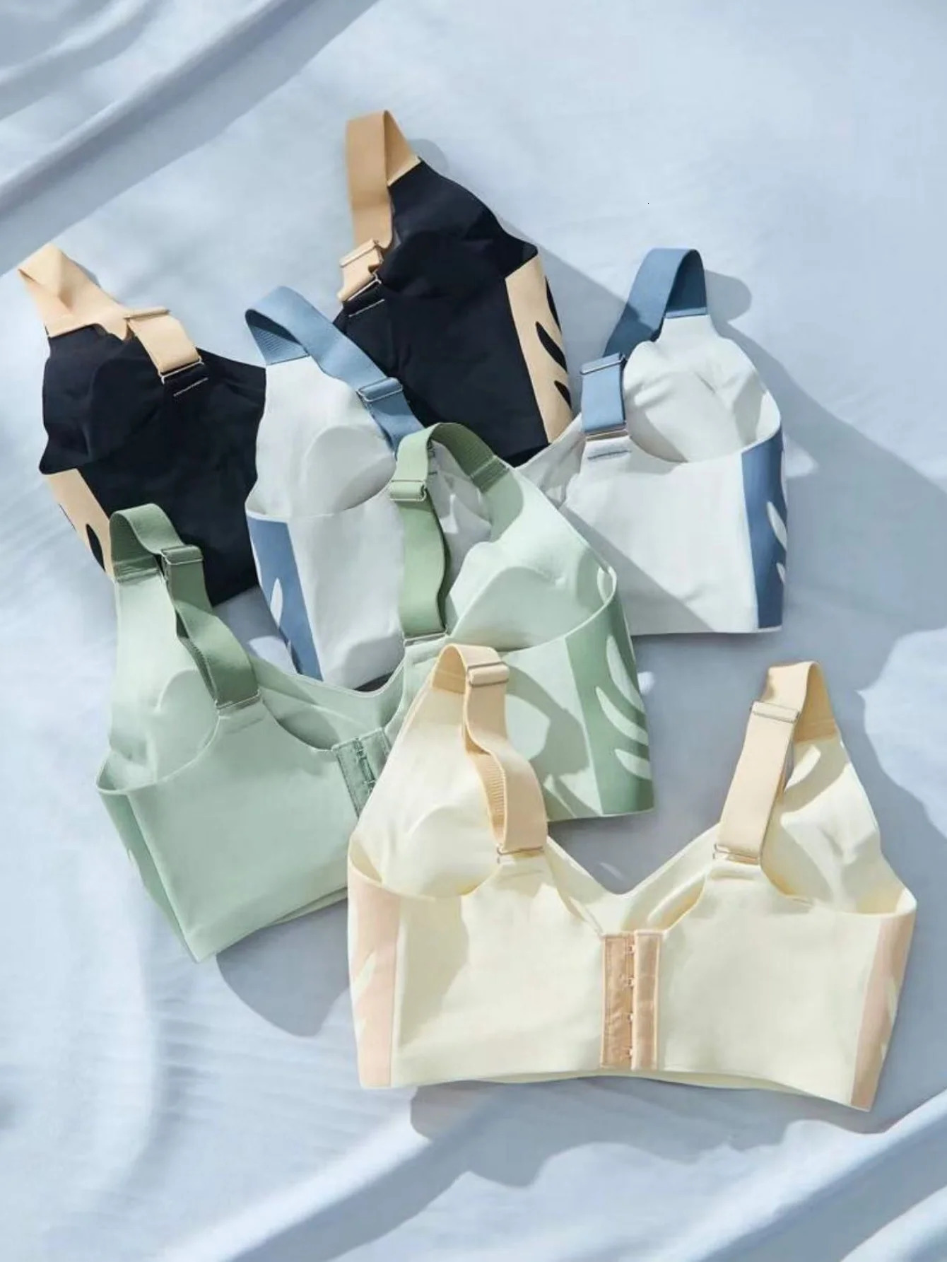 4pcs Plus Size Deluxe Anti-Gravity Lifting Bra - Closed Double Breasted Front Comfortable Breathable Light Beige-Friendly Sea 250516
