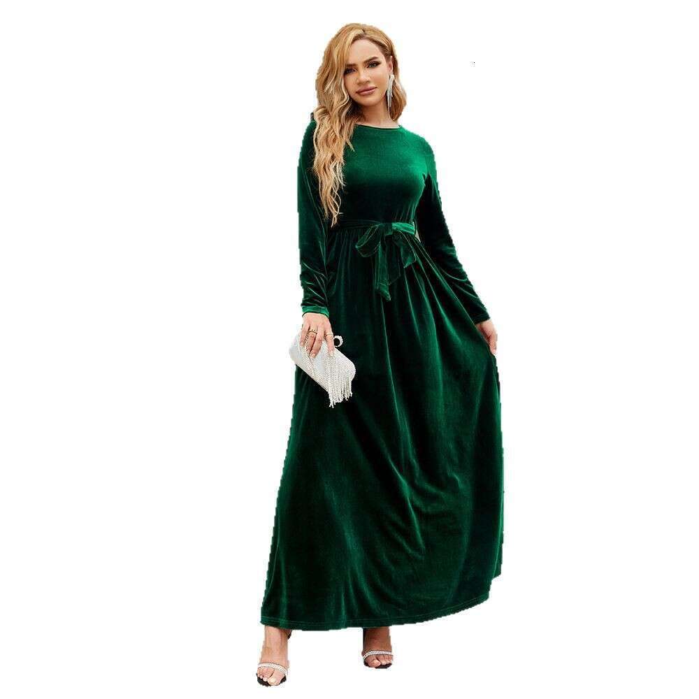 Maxi Dress Elegant Temperament Socialite Style Long Korean Velvet Solid Color High End Dress Formai Dress