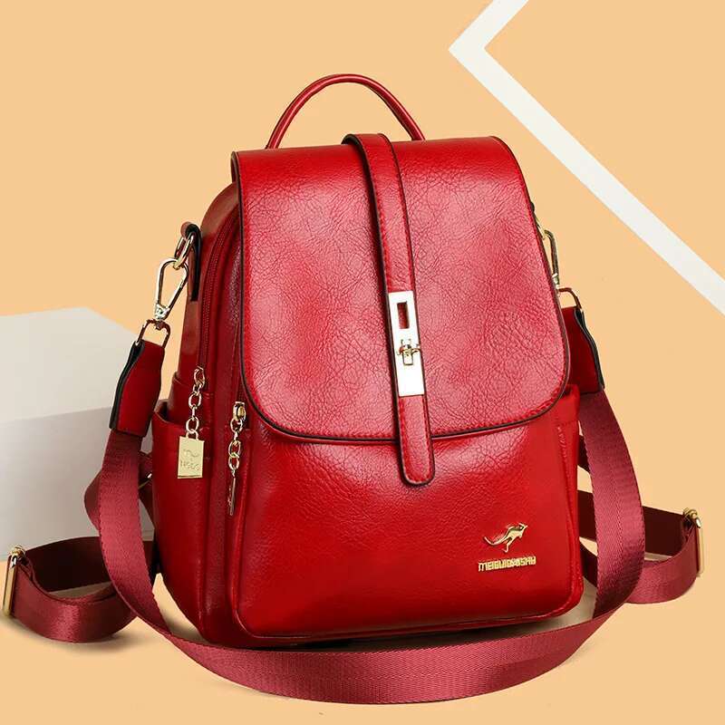 Genuine Leather Female Fashion Ladies Backpack Commuter Hundred Large Capacity Single Shoulder Bag