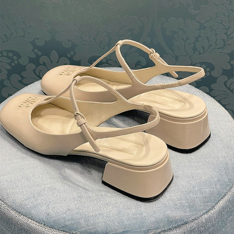 Free shipping Designer's high-heeled sandals for women in summer 2025. Fashionable, elegant and versatile. Patent leather Mary Jane women's 
