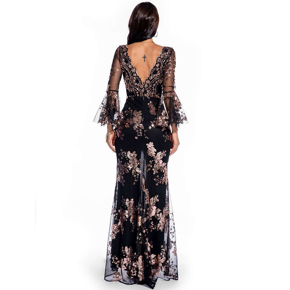 Maxi Dress Women S Sexy V Neck Sequin Formal Dress Long Skirt Formai Dress