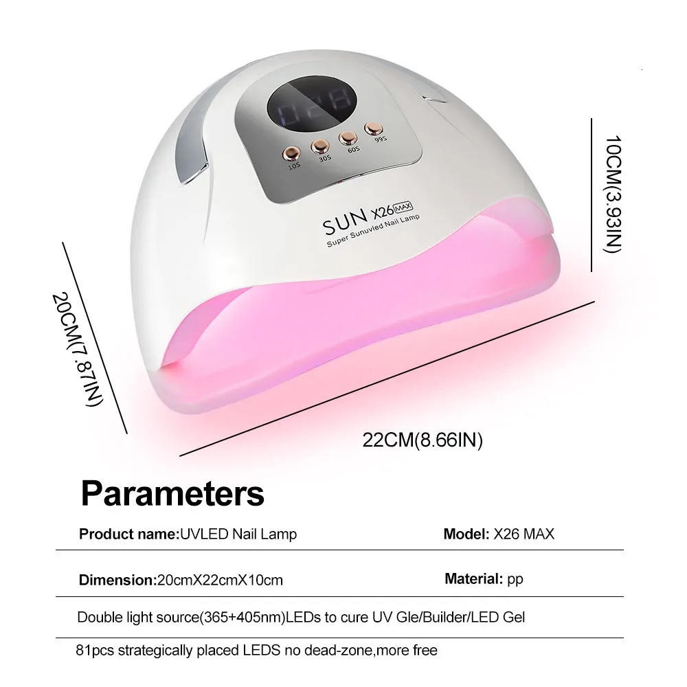 X26MAX 81LED Nail Dryer LED UV Lamp for Nails Gel Polish Dryer Light Professional Nail Art Accessories Curing Gel Toe Nails 250517