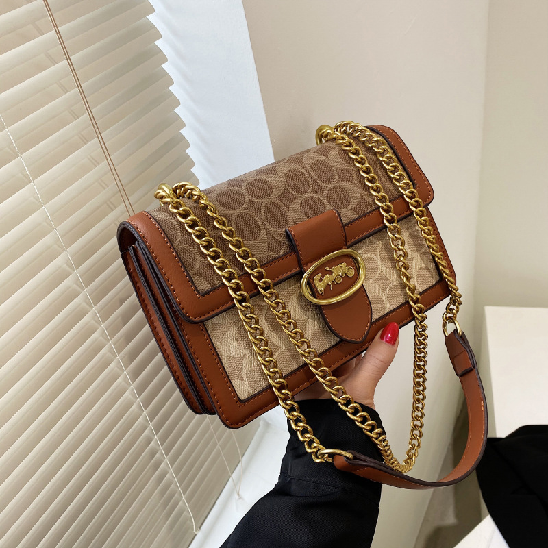 2025 New Luxury Square Bag for Women - Stylish Top Handle Shoulder & Crossbody Purse with Chain Strap