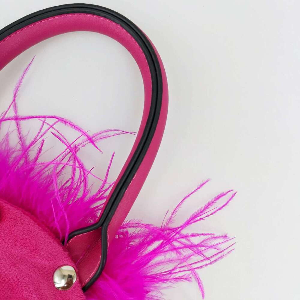 Real Natural Ostrich Feather Bag Hot Pink Mini Handbag Furry Fluffy Women Change Purse For Party Evening Clutch Prom Banque