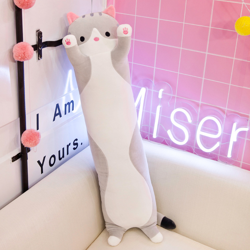 Long Cat Pillow Plush Toy Cute Prone Cat Doll Bed Cloth Doll Large Cushion Female