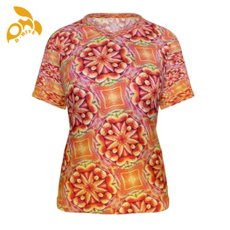 Free Shipping Designer Oversize shirt Customized Tees Women's V-neck short-sleeved full-width T-shirt made of polyester size S-6XL