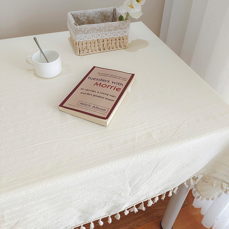 B392 Japanese style tablecloth same style jacquard desk cloth home rectangular tablecloth cotton and linen high-grade dust-proof coffee table cloth ta