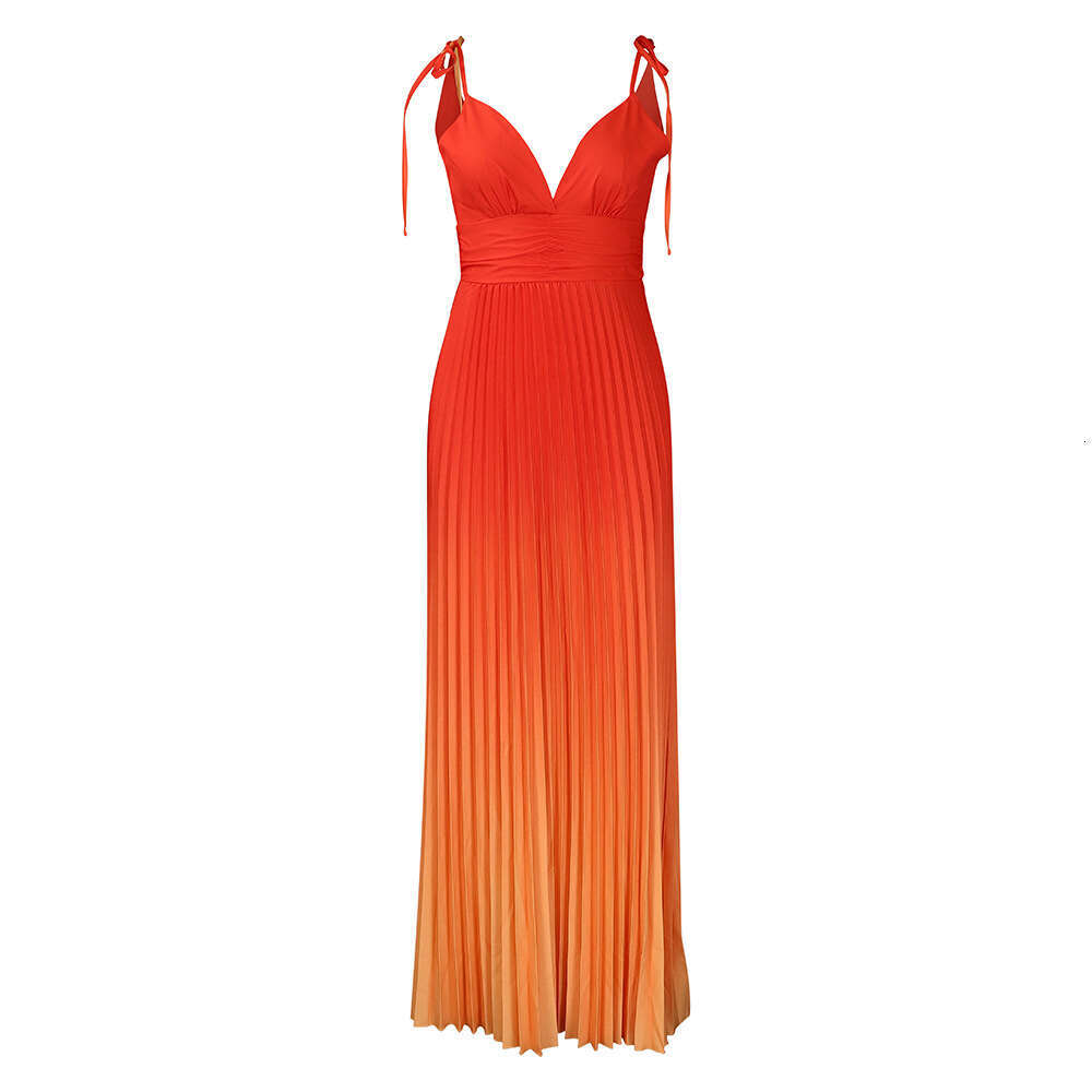 Maxi Dress D Summer Strap Open Back Sexy Lacing Gradient Color Long Dress KQ
