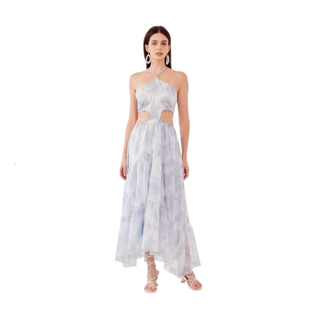 Maxi Dress Domestic Spring Summer New Style Hanging Neck Printed Backless Niche Design Dress KQ
