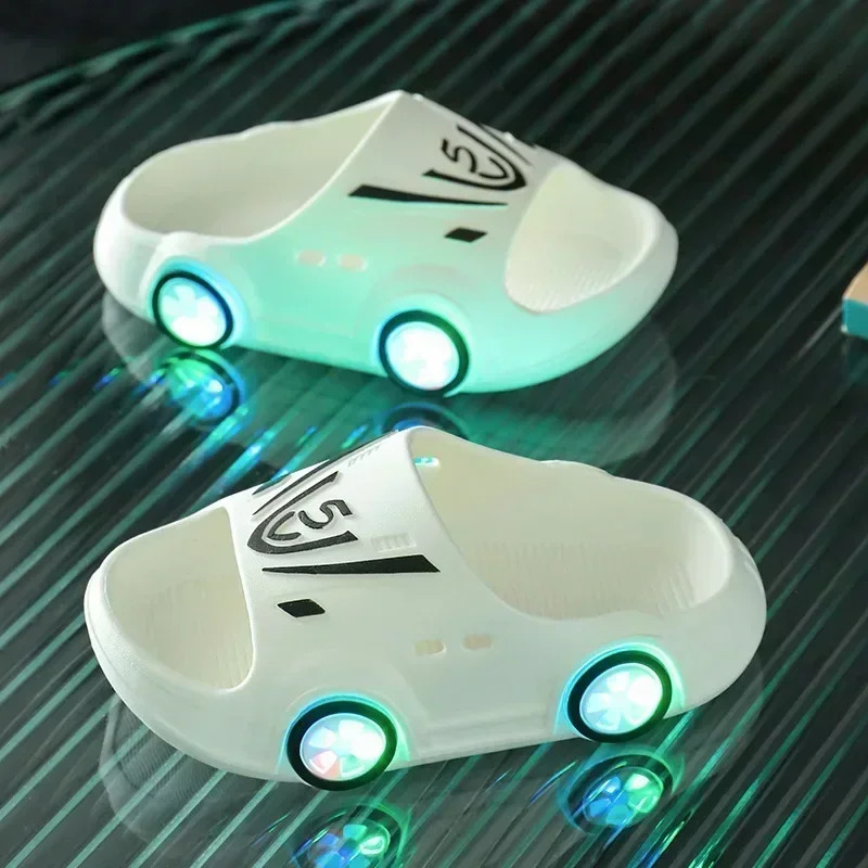 Childrenss Luminous Slippers Car Shape Boys Girls Fashion Cute Shoes Bathroom Children Toddler Slippers 250517