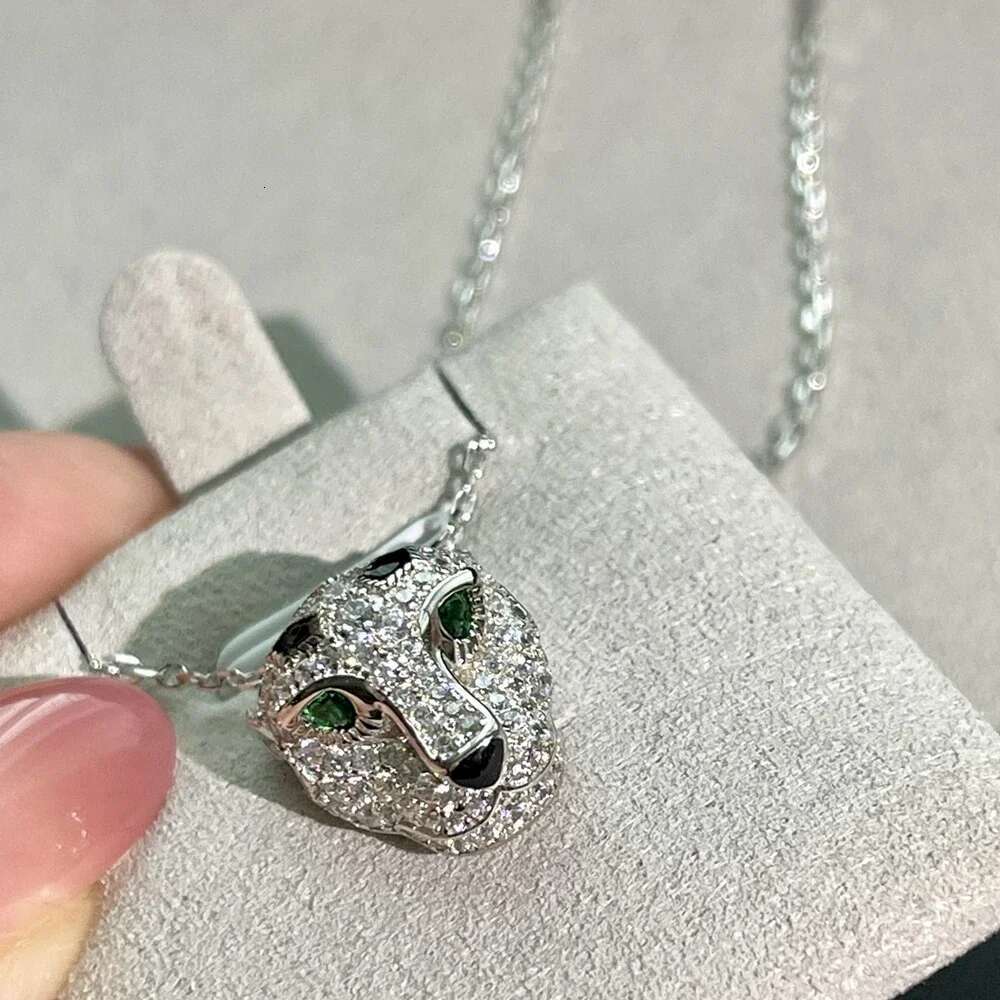 Black Enamel Spots CZ Dia Panther Leopard Head Pendant Necklaces Designer Jewelry For Men Women