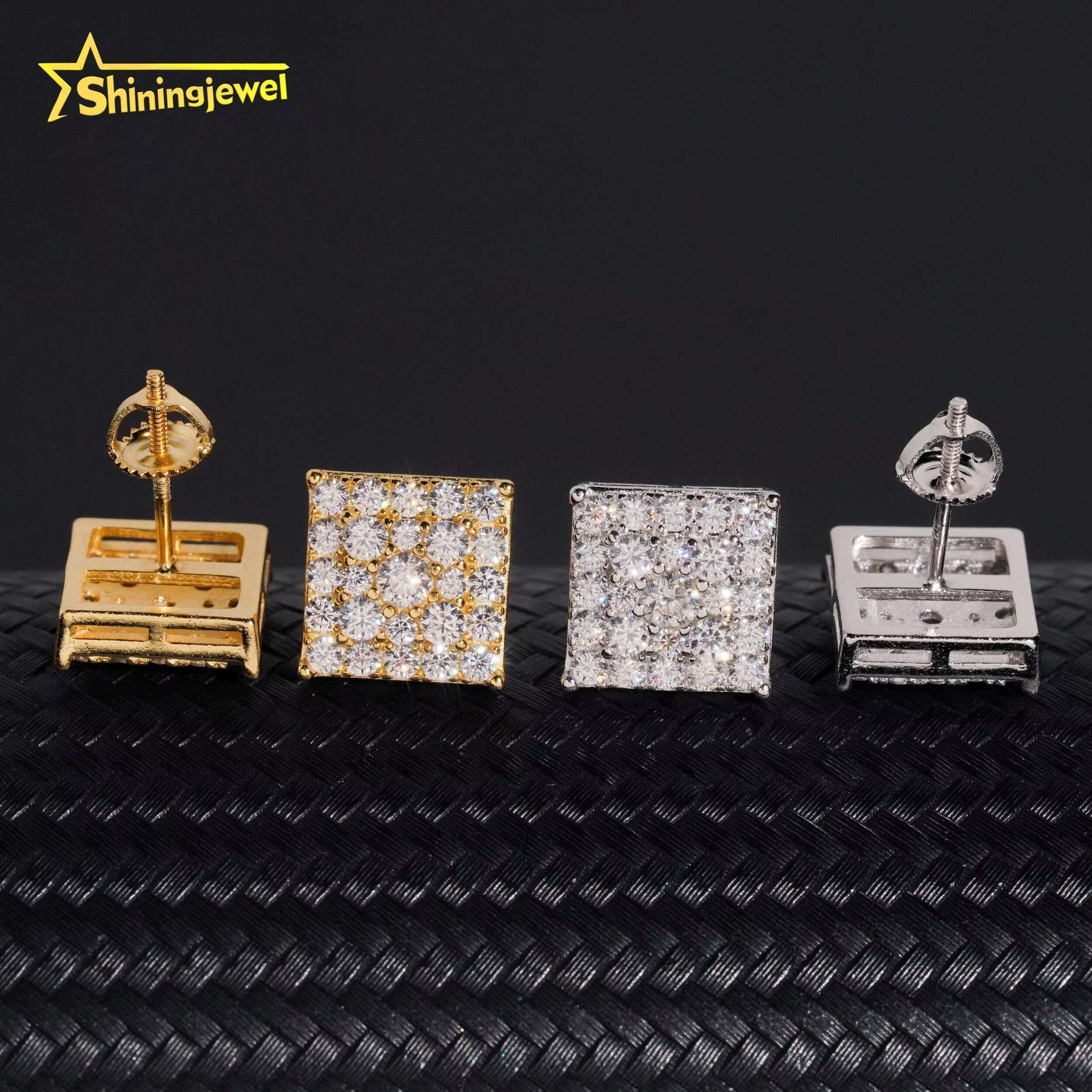 Hot Luxury Diamond Jewelry Pass Tester Stocks 925 Sterling Silver VVS Custom Sparkling Moissanite Stud Earring Men Earrings