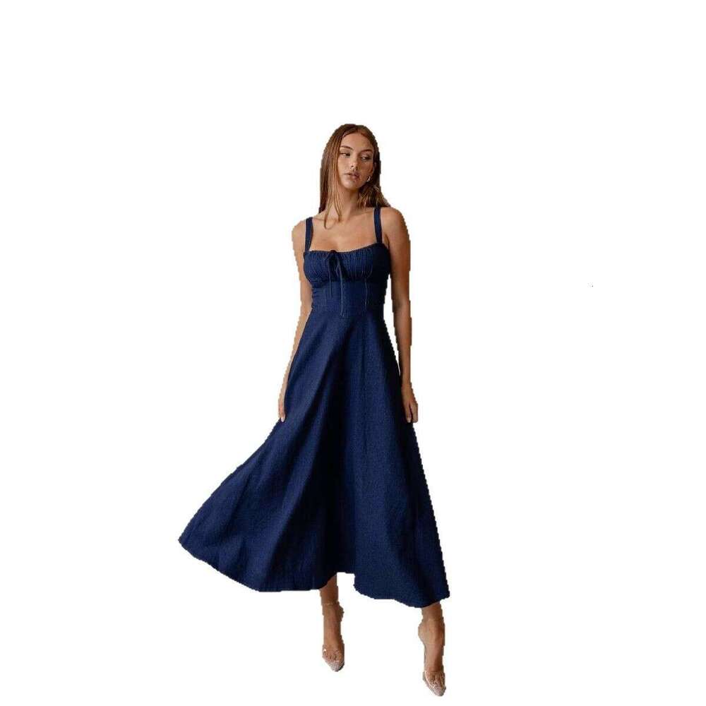 Maxi Dress New Camisole Summer Fashion Sexy Backless Sleeveless Denim Dress For Women KQ