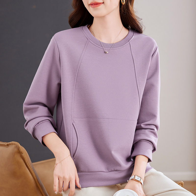 P1358 Hot-selling round-neck sweatshirt for women 2025 early spring new loose and slim spring and autumn thin long sleeves