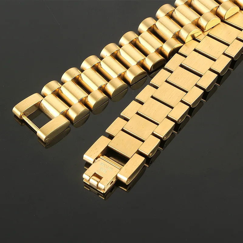 Gold Color Steel Strap Bracelet Wristband Woman Men Jewelry Bracelets Bangles Gift for Him 250517