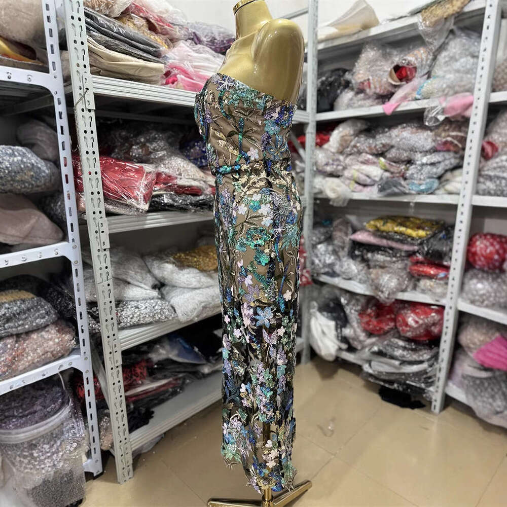 Maxi Dress High Quality Fashion Picture Color Strapless One Shoulder Slim Fit Floral Long Style Hip Hugging Dress Evening Gown KQ