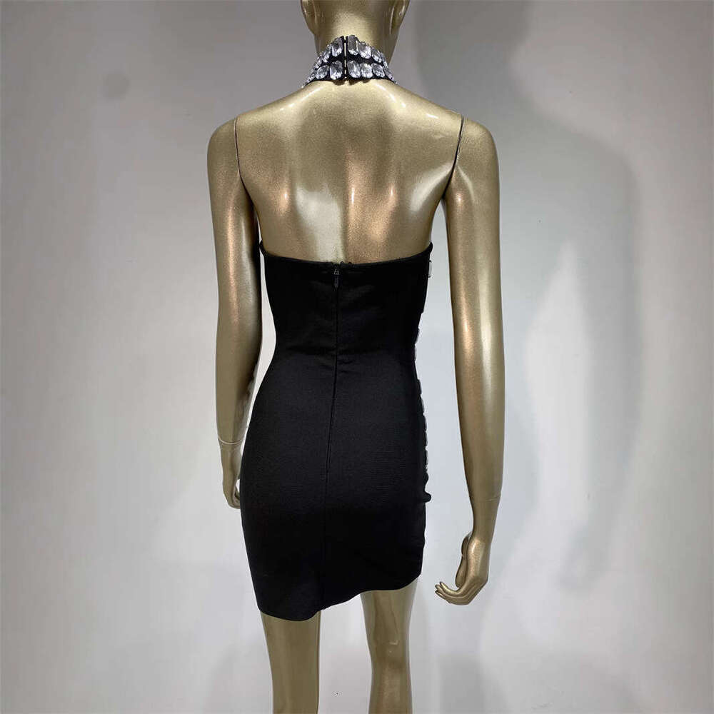 Maxi Dress XL Rhinestone Bandage Tight Fitting Hip Hugging Skirt Banquet Party Dress KQ