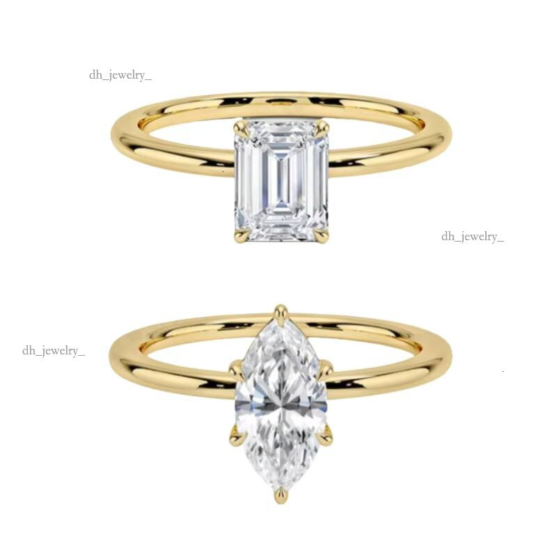 Igi Certified Lab-Grown Solid Gold Oval Marquise Cut Synthetic Engagement Cvd Lab Grown Dia Ring