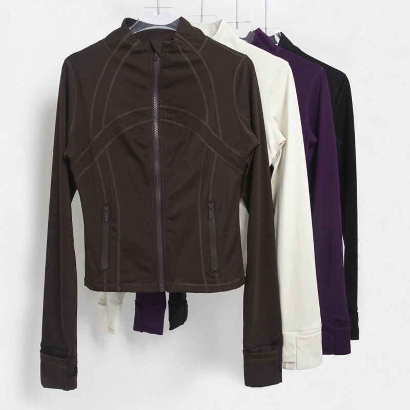 Women's Cropped Stand Up Collar Yoga Jacket, Tight Elastic Slimming Yoga Wear Outdoor Sports Fitness Running Gym Daily Outfit Casual Sporty Style Coat