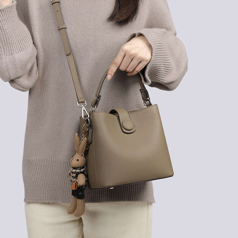 Tote Bag New Bucket Genuine Leather Women S Premium Single Shoulder Crossbody Handheld Small Bag KQ