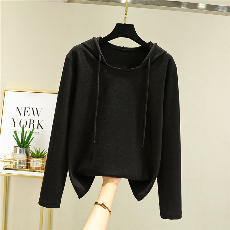 X7190 Loose hooded warm tops autumn and winter heating large size loose casual sweater women's slim