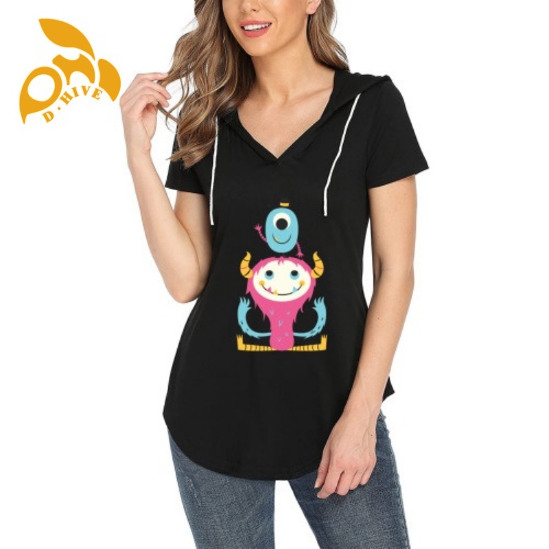 Free Shipping Designer Summer Oversize shirt Customized Tees fashion Ladies' short-sleeved V-tie hat T-shirt S-XXL