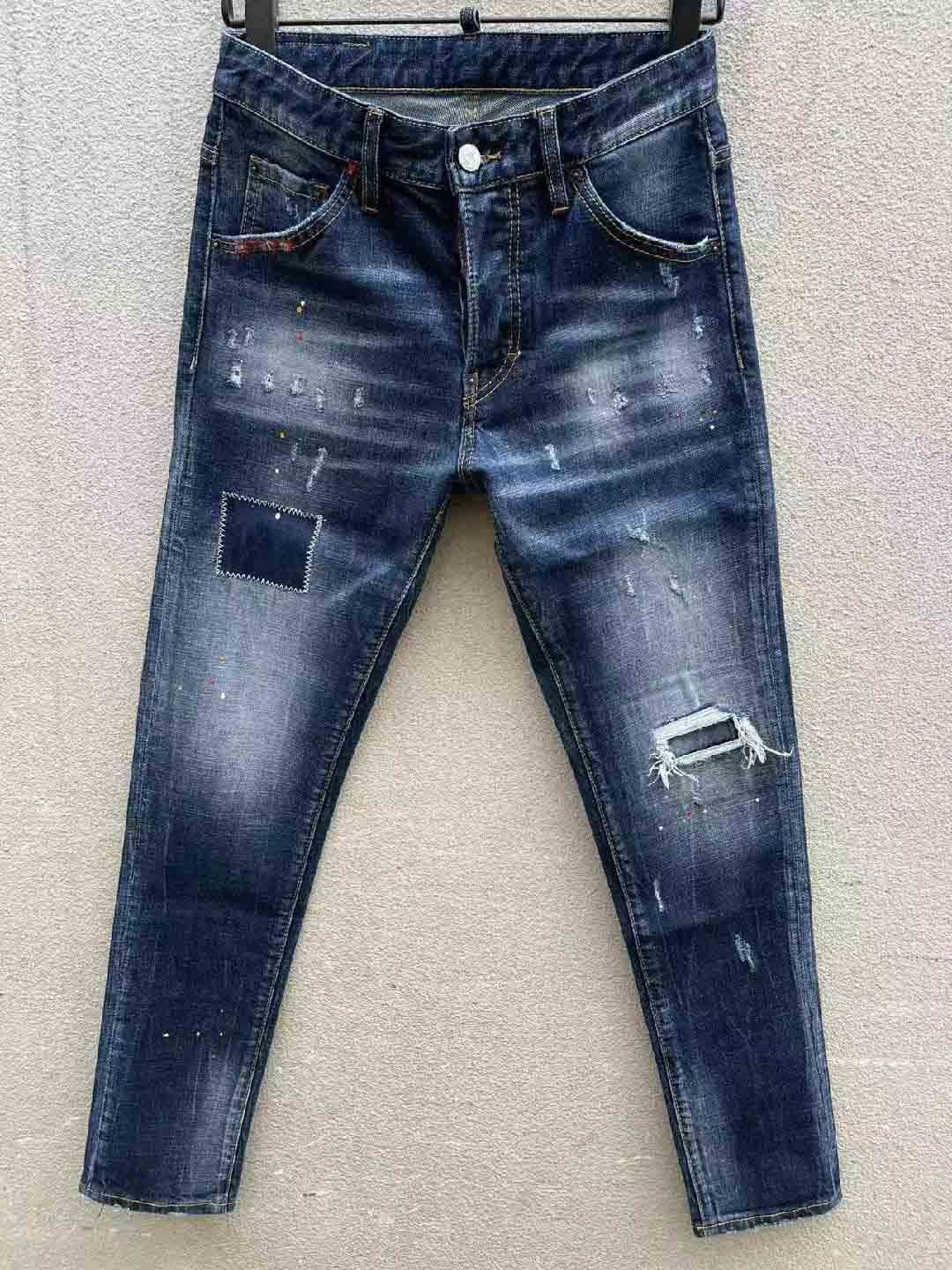 Wholesale- Italian luxury Rose Embroidered Jeans 2024 New Designer MenJeans Slim Fit Mens Printed Jeans Biker Denim Pants