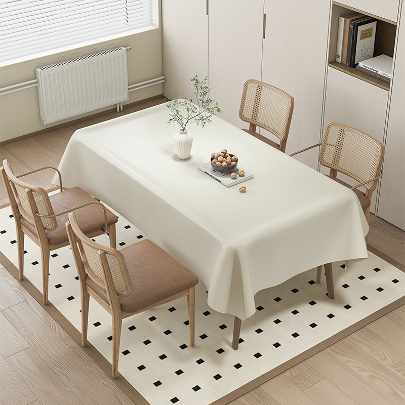 T0468 Cream Style Lambskin Tablecloth White Net Red Rectangular Tablecloth Restaurant Waterproof Oil-proof Non-slip Dining Table Mat