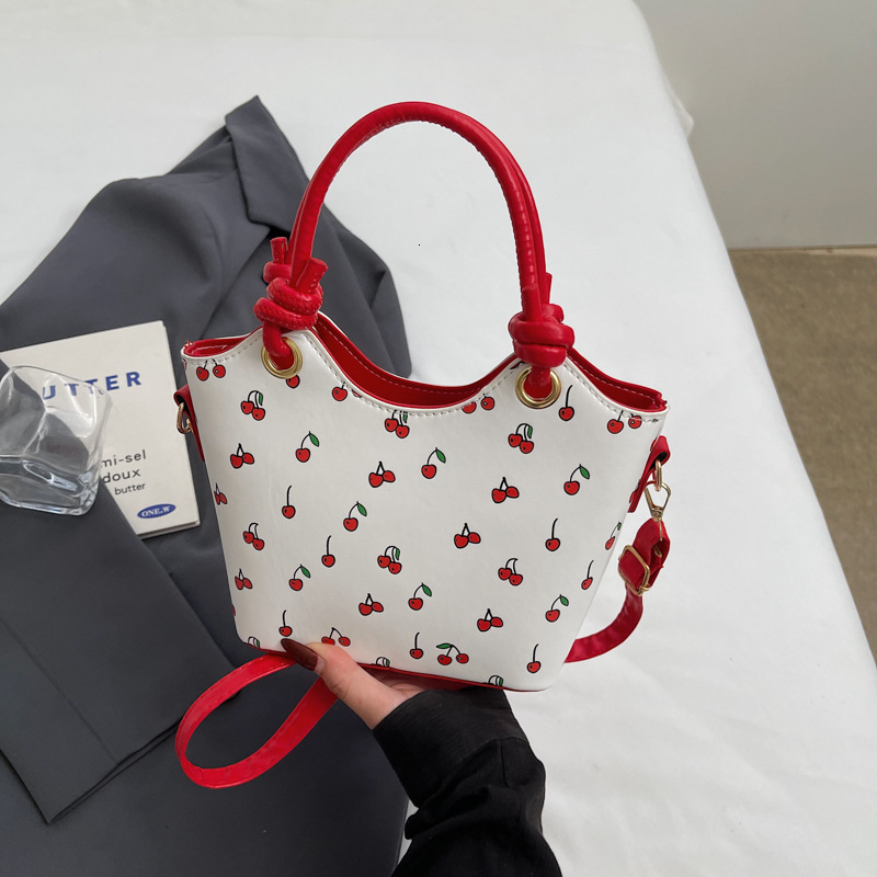 Free Delivery Designer Bag Trendy Girl Hand Fashionable Commuter Cherry Tote Niche Printed Texture Shoulder Underarm Luxury Bag