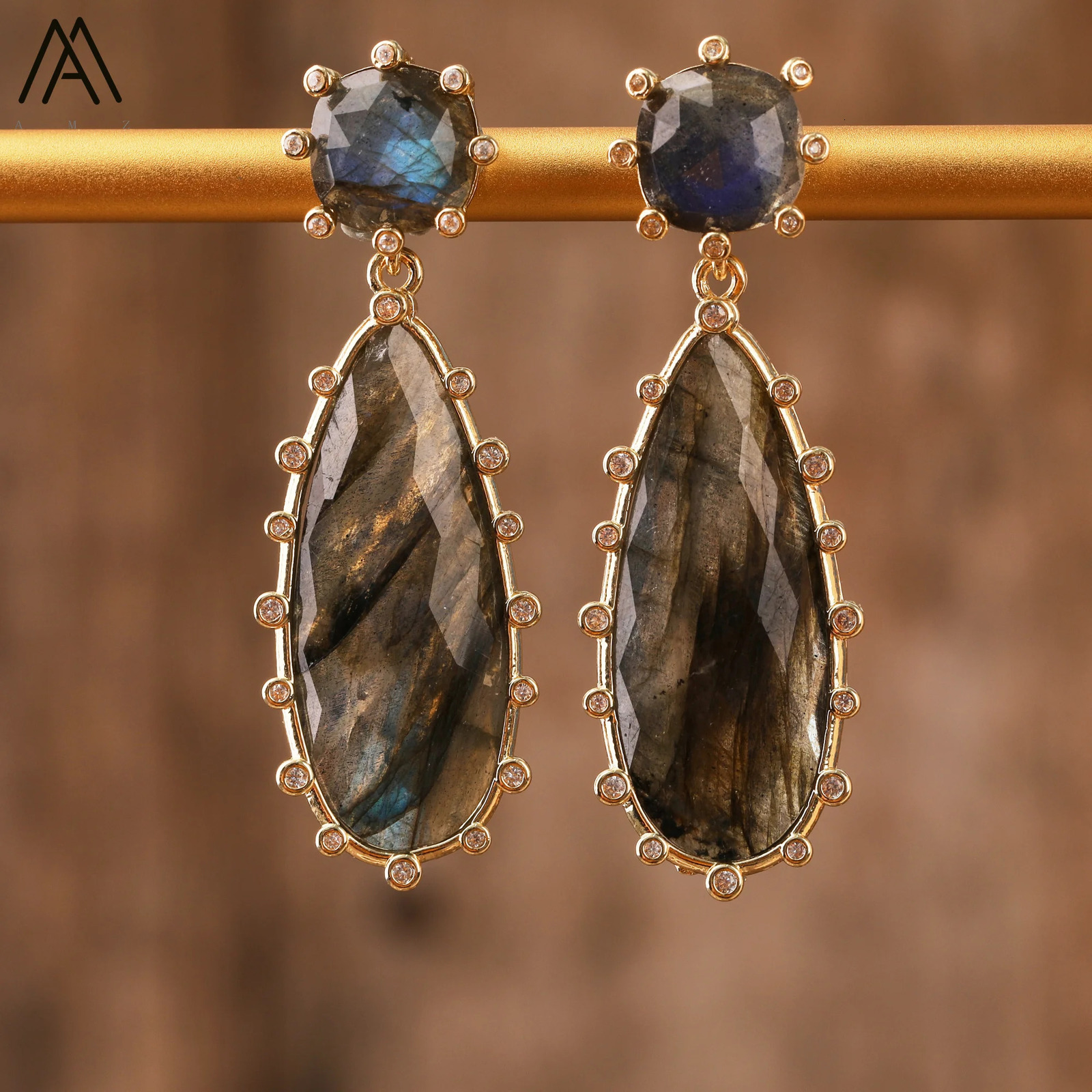 Long Dangle Earrings Women Teardrop ite Gemstones Stud Earrings Elegant Bold Party Wedding Jewelry Gifts Wholesale 250516