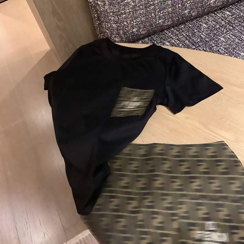 Ladies' Summer Set Luxury Brand Renowned Female Designer Round Neck T-shirt Printed Summer Short Skirt Set High Quality Women's Wear