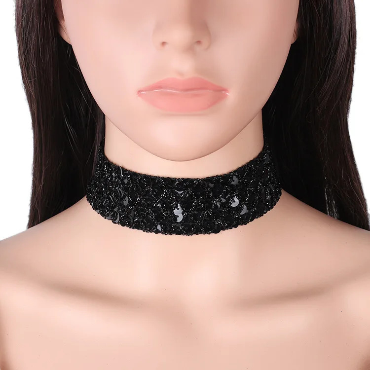 Black Velvet Sequins Chokers Necklaces for women Silver Color Golden Shining Collar Necklaces Wide Chokers Fashion Jewelry 250517