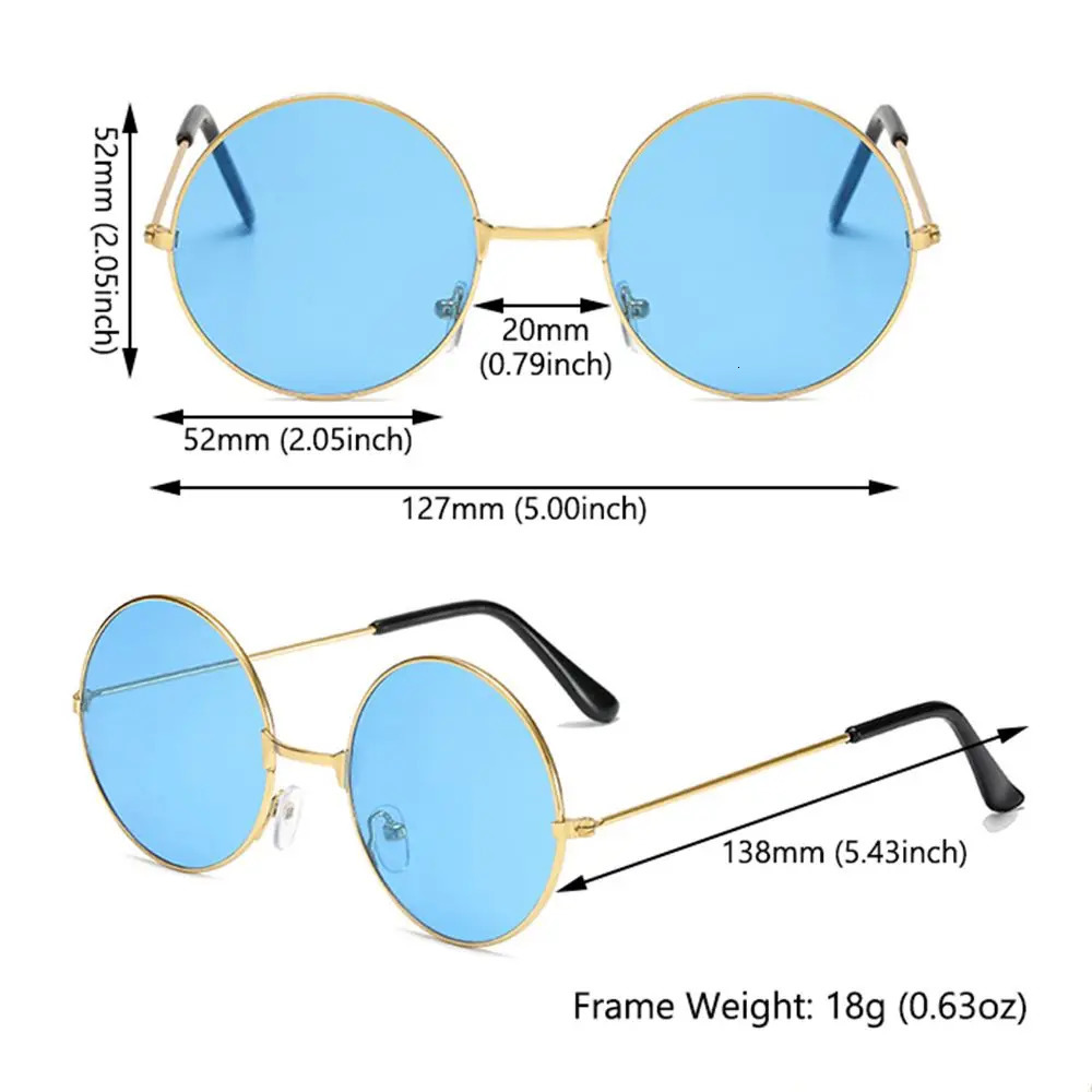 Fashion Retro Round Hippie Sunglasses for Women Men Trendy Punk Glasses Circle Metal UV Protection 250515