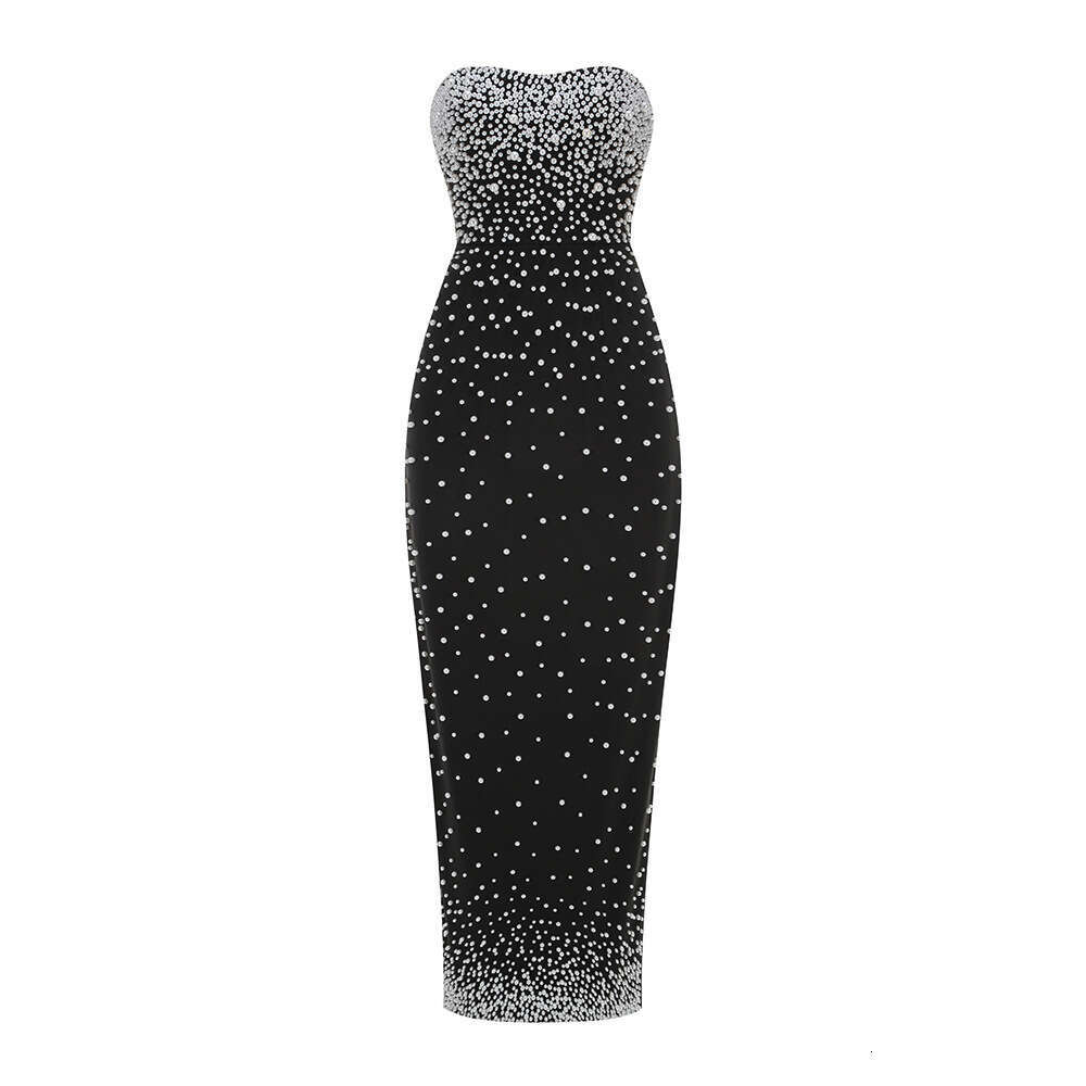 Maxi Dress Sexy Strapless Bubble Bead Slimming Floor Mopping New Long Skirt Banquet Party Dress Formai Dress