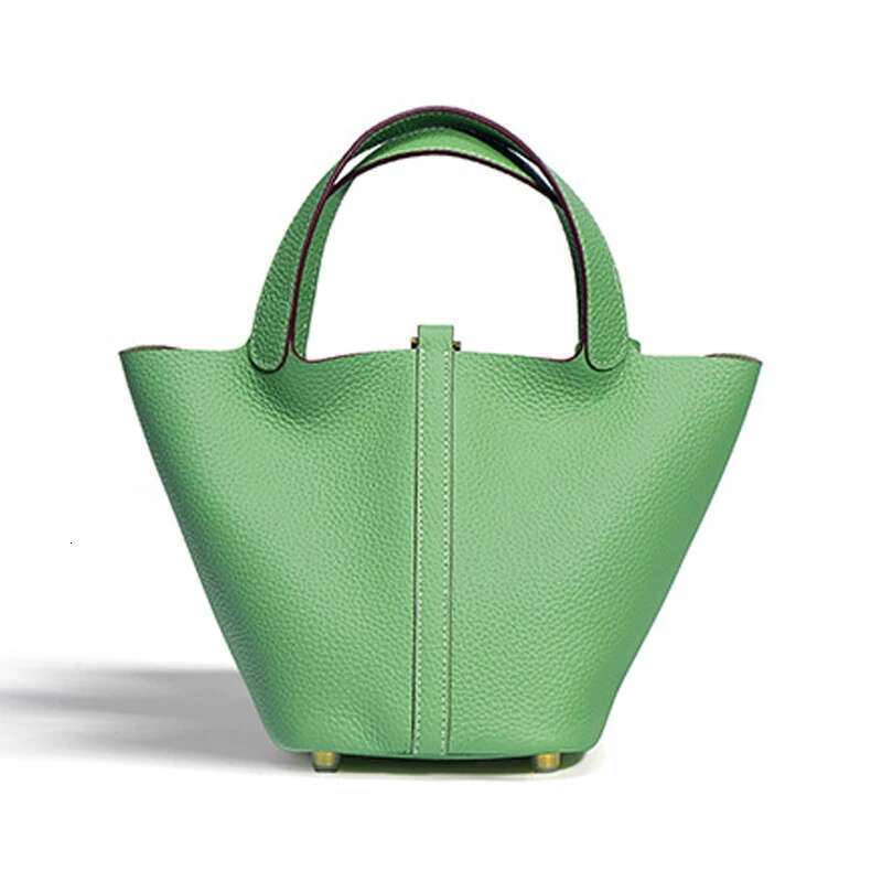 Head Layer Cowhide Vegetable Basket Genuine Leather Bucket Bag Women's Niche Design Large Capacity Handbag Gold Hardware