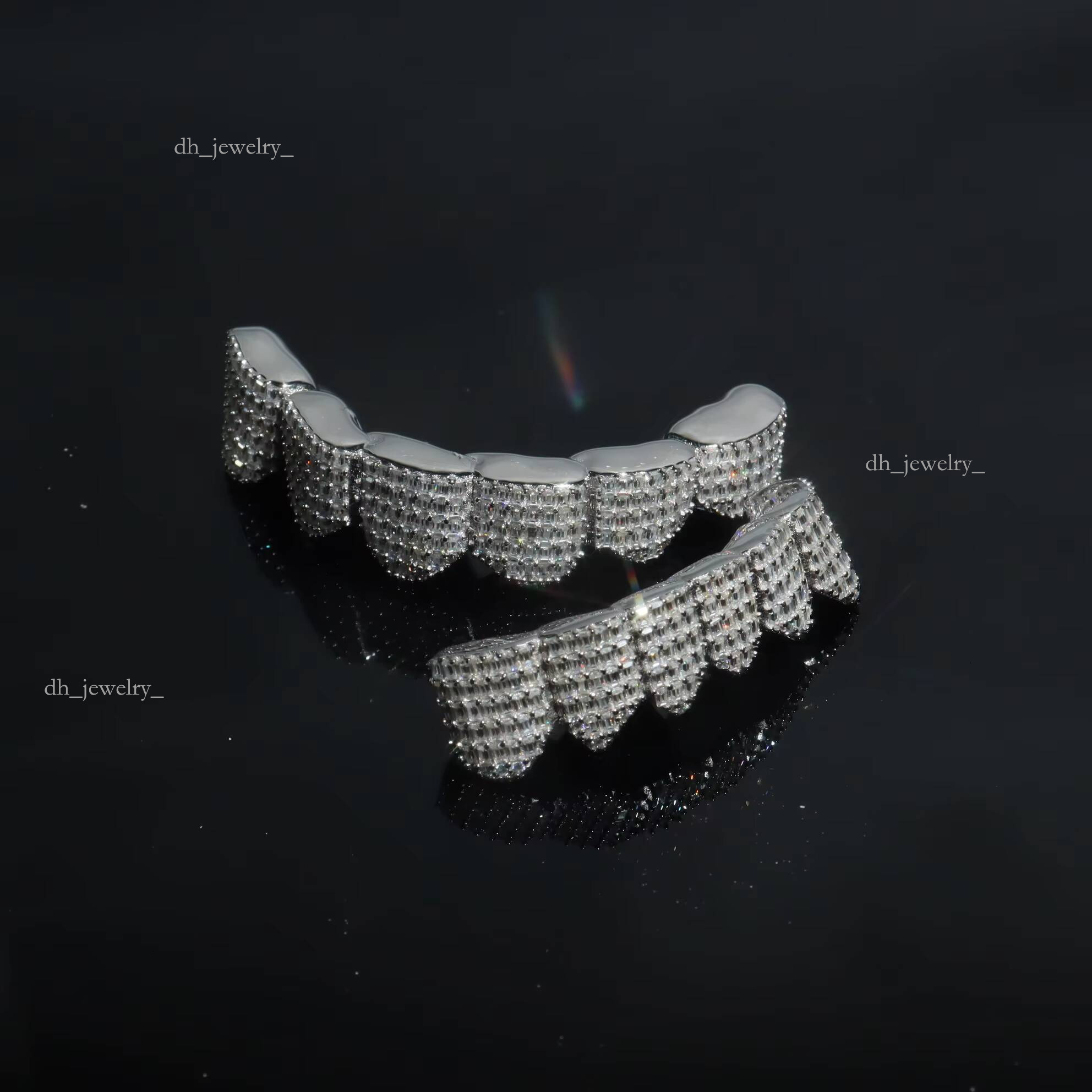 Hip Hop Baguette on 8 Mens Sterling Sier VVS Custom Moissanite Grillz