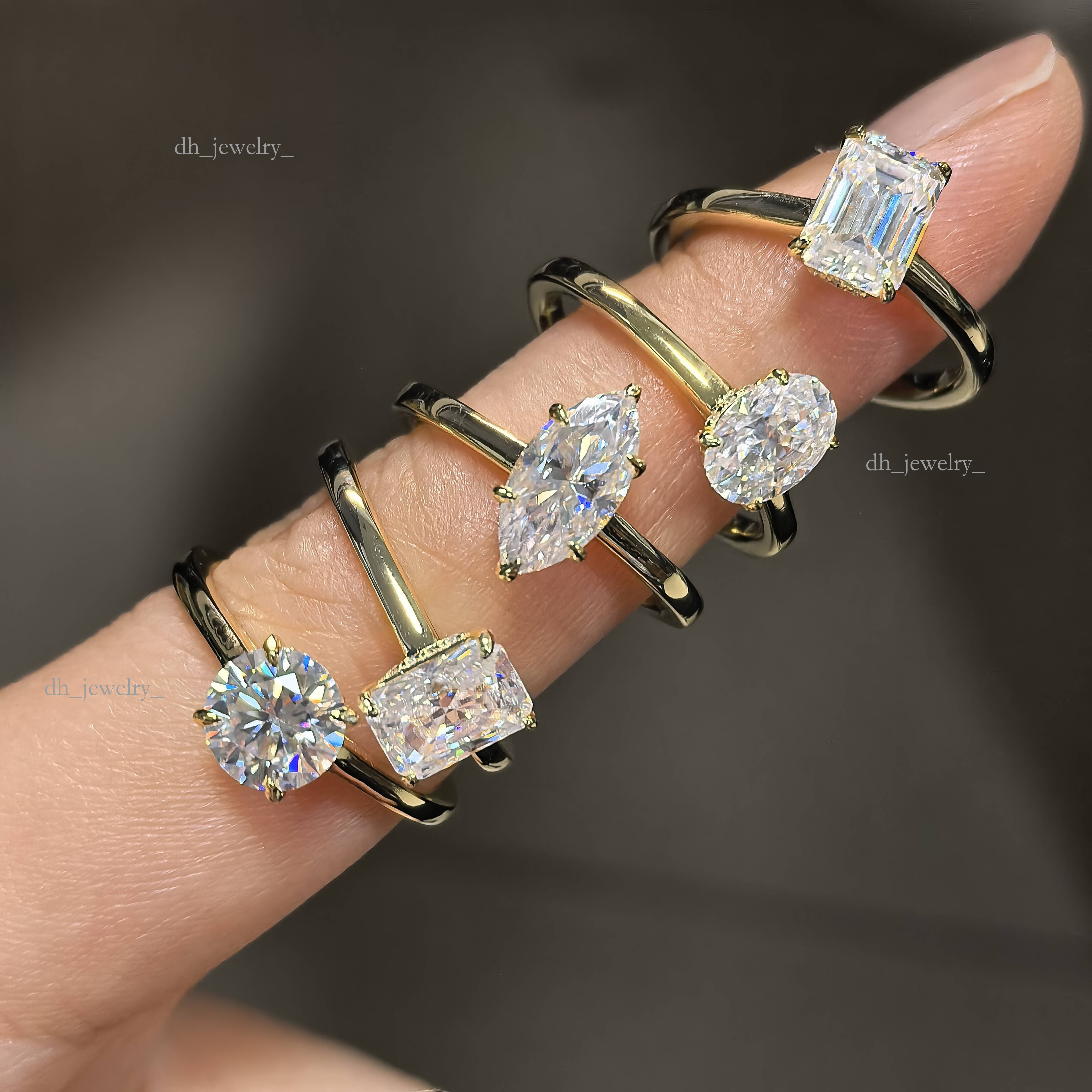 Igi Certified Lab-Grown Solid Gold Oval Marquise Cut Synthetic Engagement Cvd Lab Grown Dia Ring