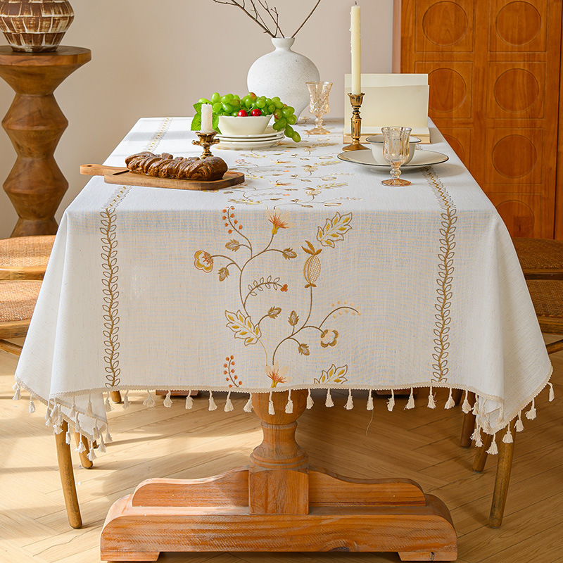 D305 new three-dimensional embroidered tablecloth American light luxury high-end rectangular tablecloth retro atmosphere desk coffee table