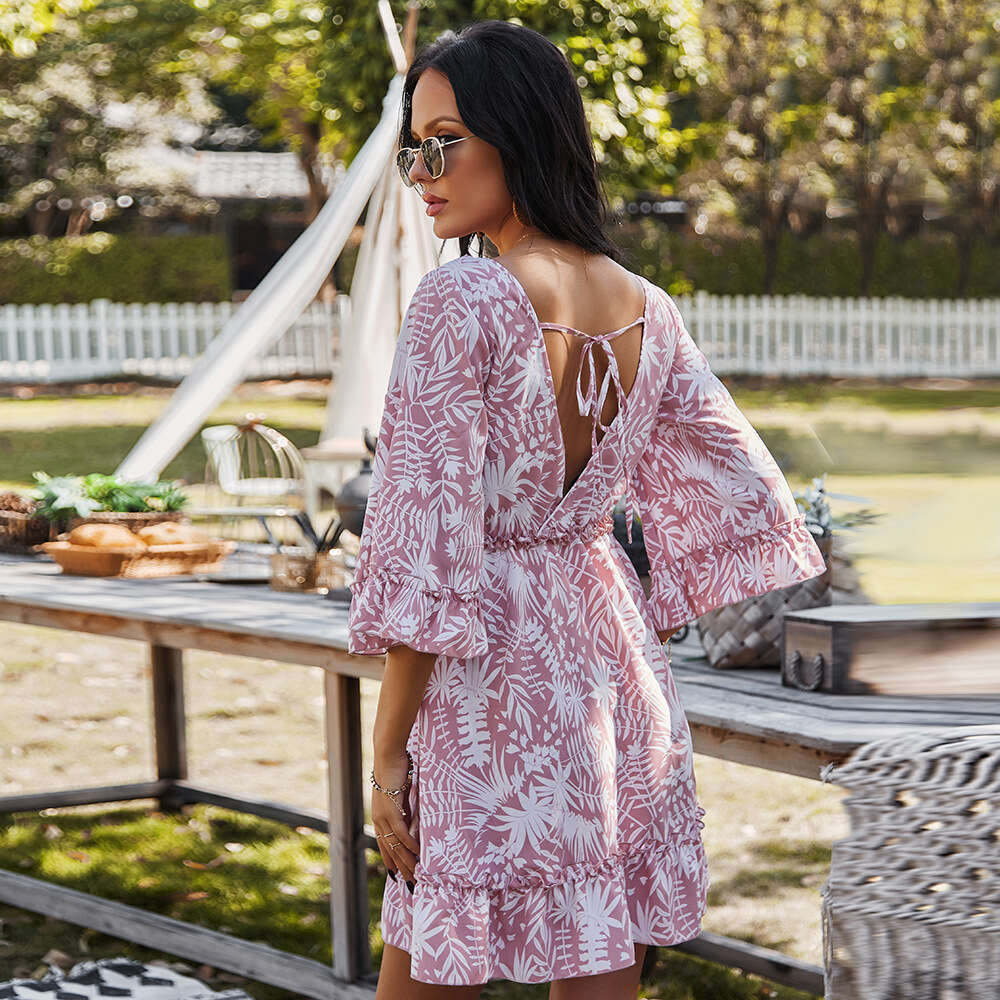 Maxi Dress Independent Develops New Spring And Summer Women S Clothing Style Deep V Casual Sexy Dress Mid Skirt KQ