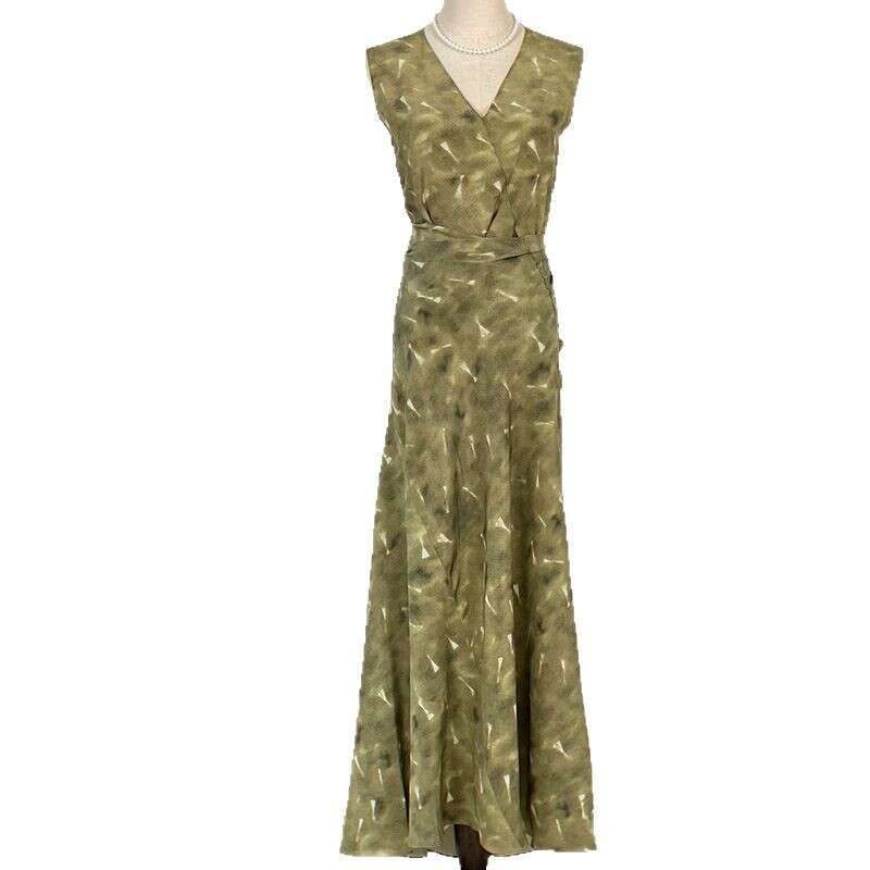 Maxi Dress Siyuan Light V Neck Wrapped Waist Silk Printed For Women S Summer Luxury Sleeveless Tea Break Long Dress Formai Dress