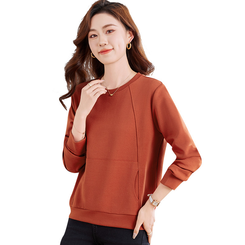 P1358 Hot-selling round-neck sweatshirt for women 2025 early spring new loose and slim spring and autumn thin long sleeves