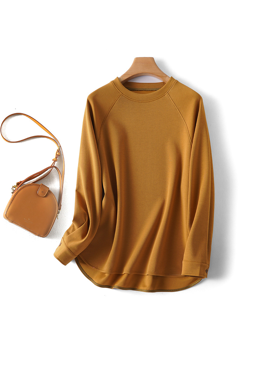 L1902 Simple all-match shirt button round collar sweater women's loose lazy style small size pullover top