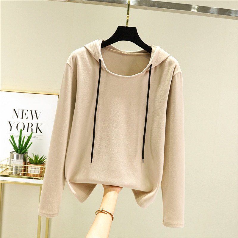 X7190 Loose hooded warm tops autumn and winter heating large size loose casual sweater women's slim