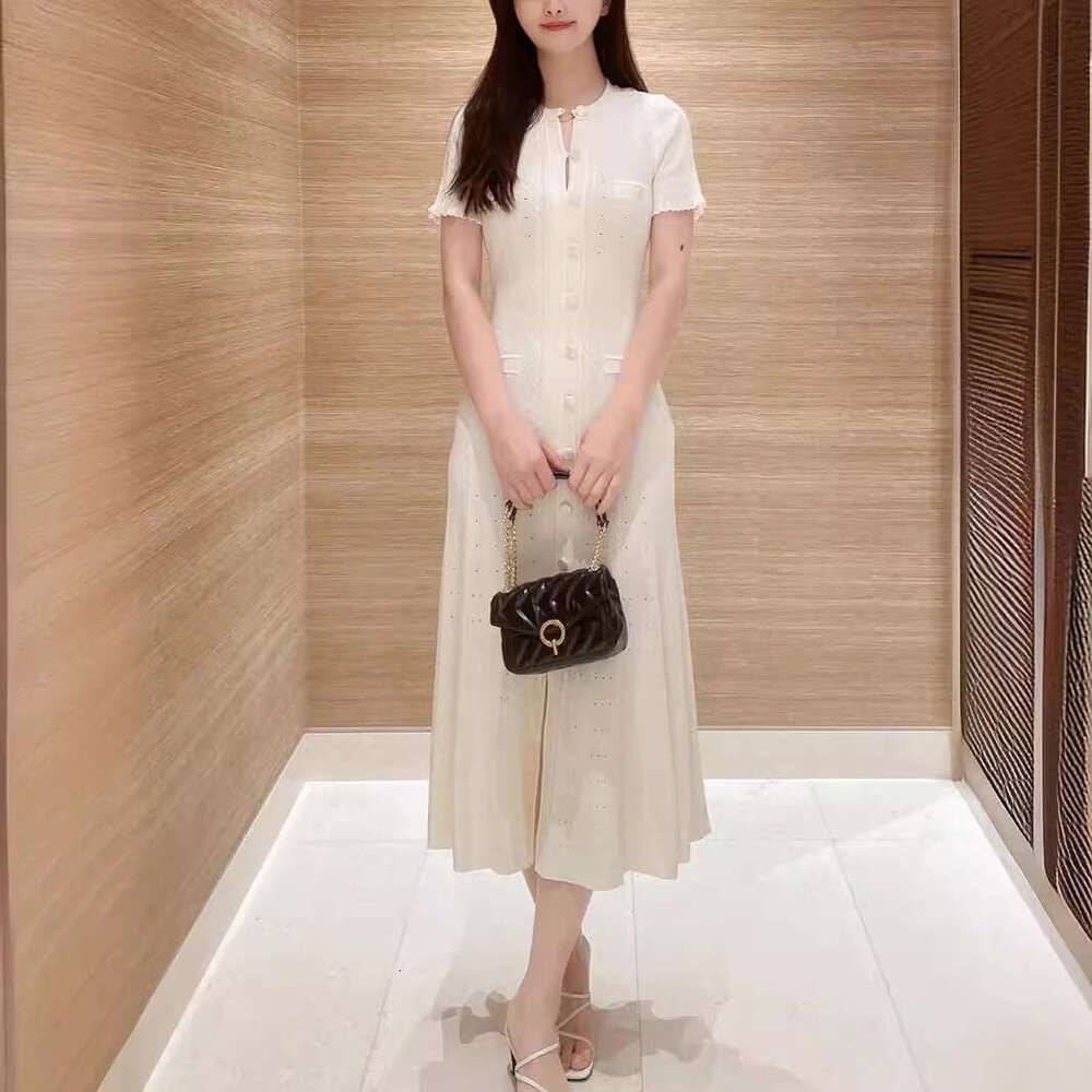 Maxi Dress Pure Yuan S Home New Autumn French Light Luxury Knitted Mushroom Edge Dress Female First Love Hollow Long Skirt KQ