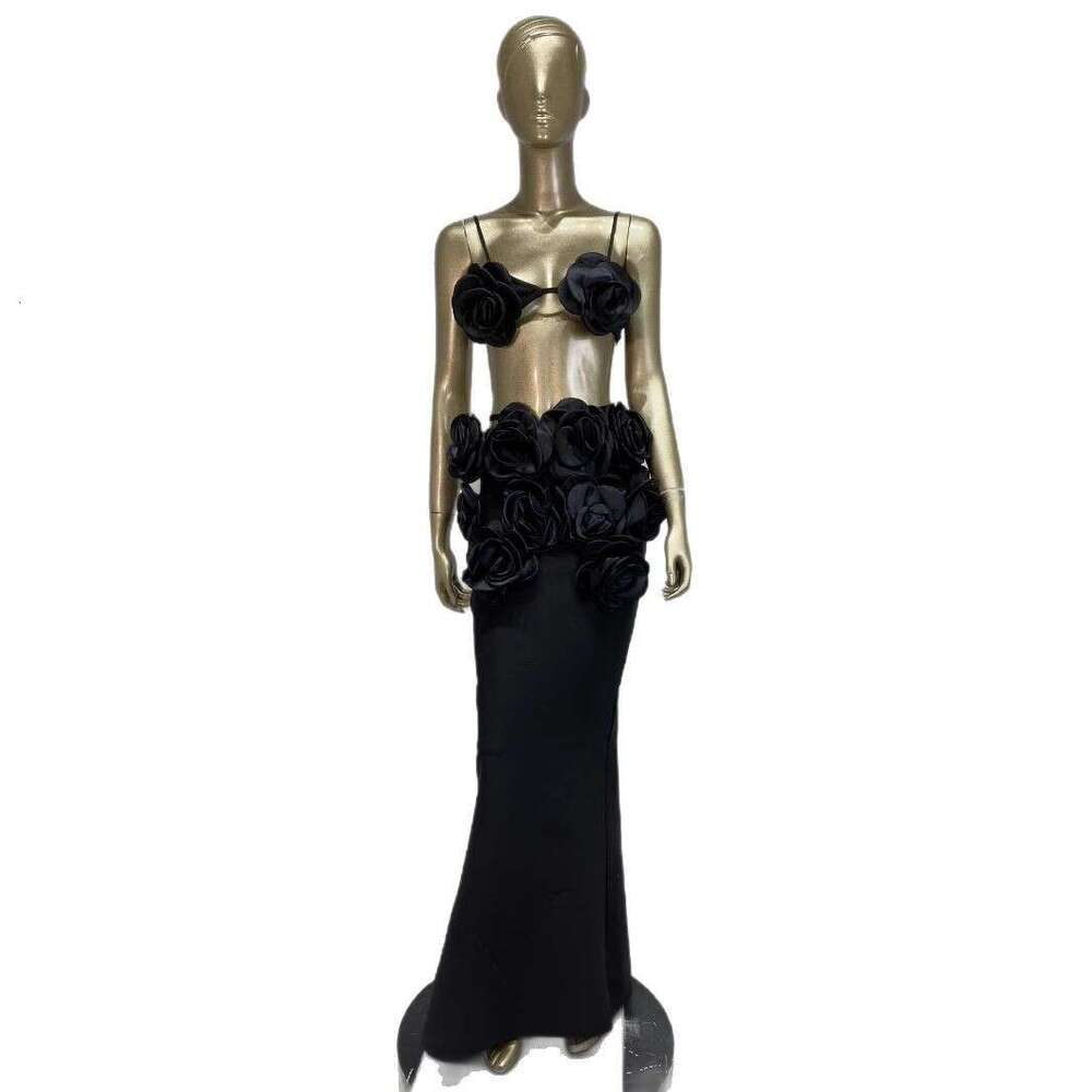 Maxi Dress Bandage Floral Top Long Sexy Two Piece Set Beach Party Skirt KQ