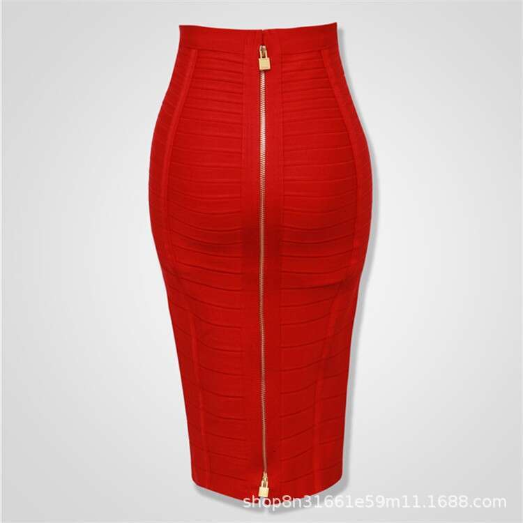 Maxi Dress Hot Selling Color Bandaged Short With Striped Zipper Double Opening Sexy High Waisted And Hip Wrapped Skirt KQ