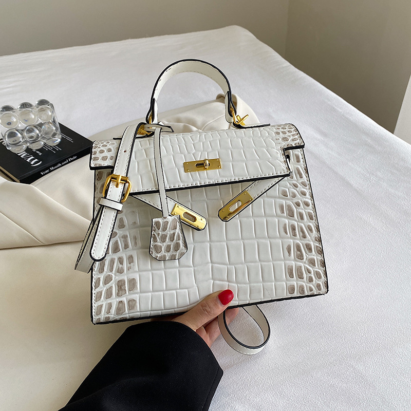 Top Quality Brand High-quality New Item Free Delivery Designer Bag 2024 Fashion Kelly High-end Portable Small Square Crocodile Pattern Shoulder Crossb