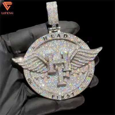 Custom 925 Silver Moissanite Pendant Full VVS Iced Diamond 14K 18K Gold Plated Hip Hop Style Circle Pendant Men Gra Certificate