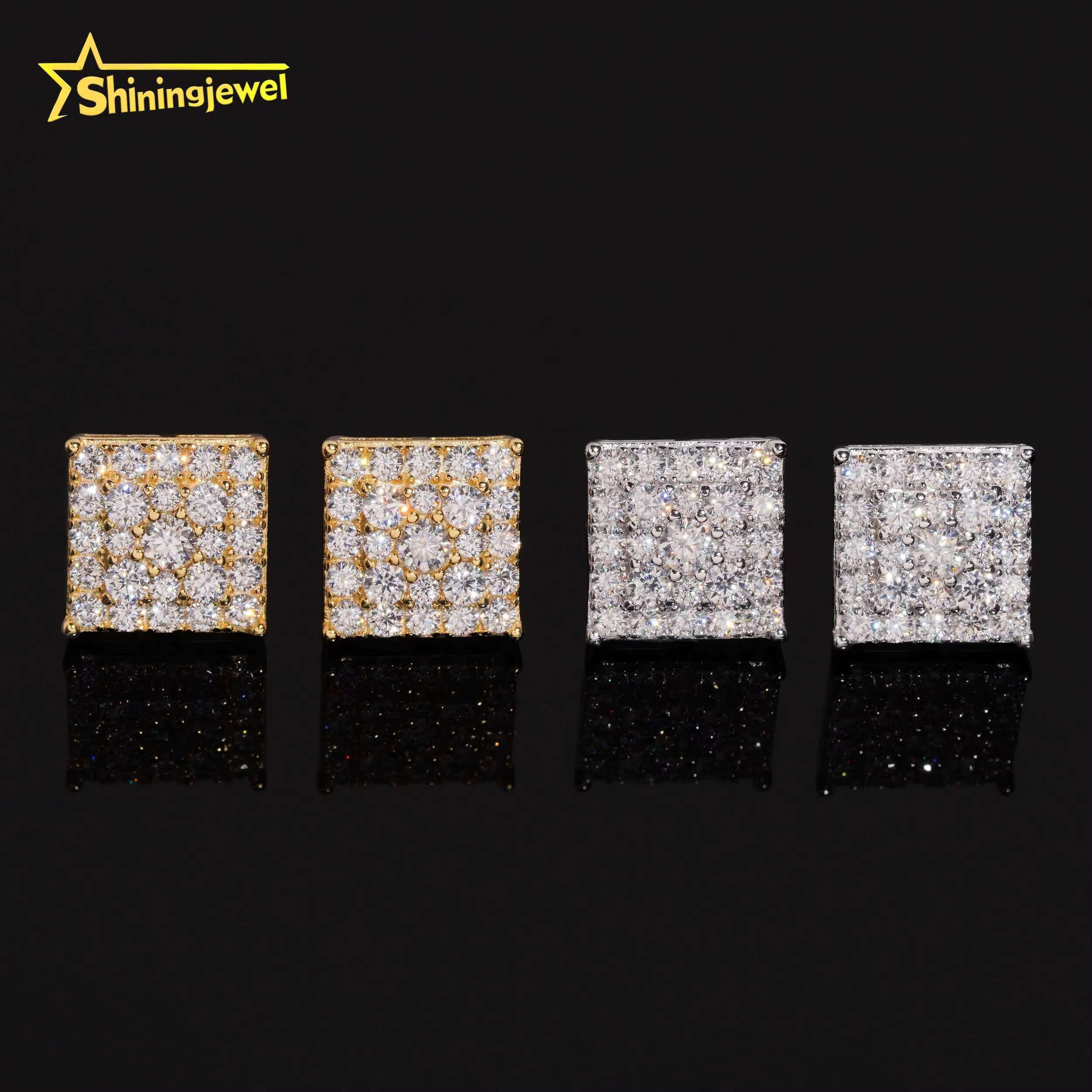 Hot Luxury Diamond Jewelry Pass Tester Stocks 925 Sterling Silver VVS Custom Sparkling Moissanite Stud Earring Men Earrings