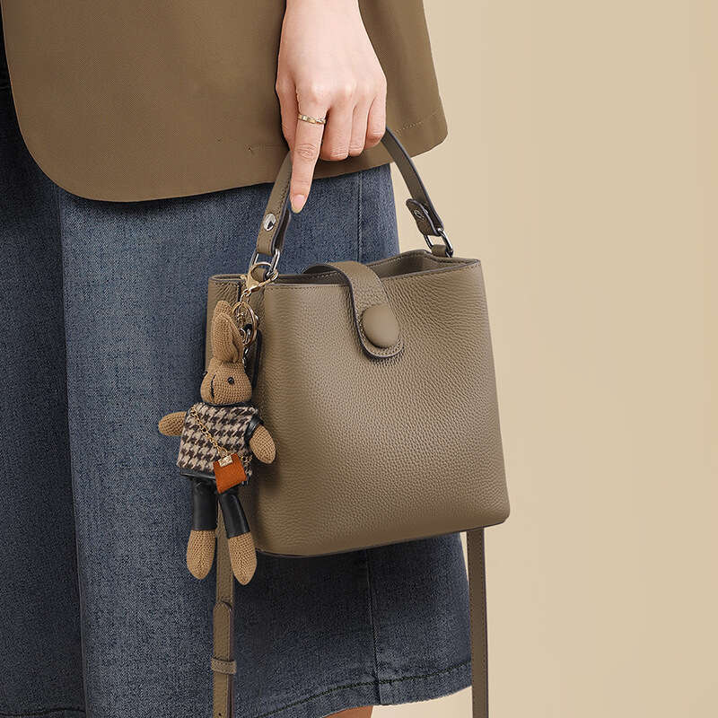 Tote Bag New Bucket Genuine Leather Women S Premium Single Shoulder Crossbody Handheld Small Bag KQ